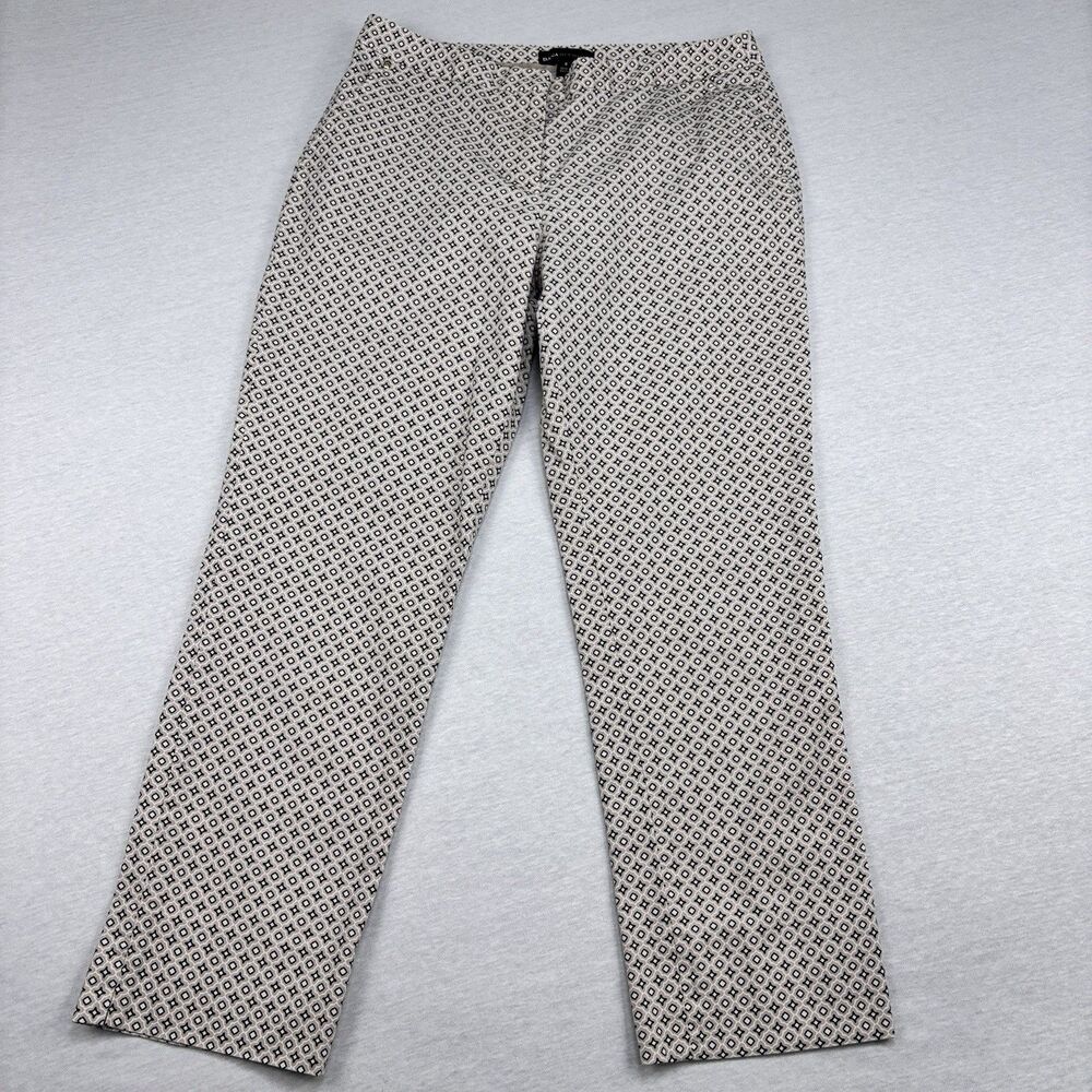 Dana Buchman Pants 8 Beige Black Geometric Diamond Ankle Slit Pant